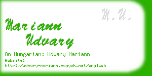 mariann udvary business card